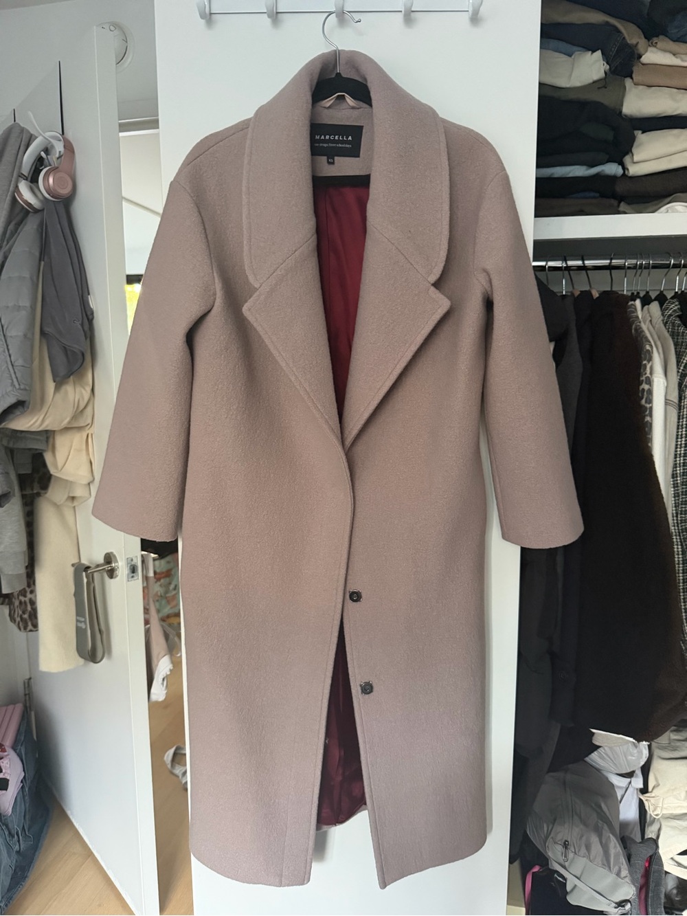 MARCELLA Elizabeth italian Dusty Taupe Wool-Blend Long Trench Coat never worn